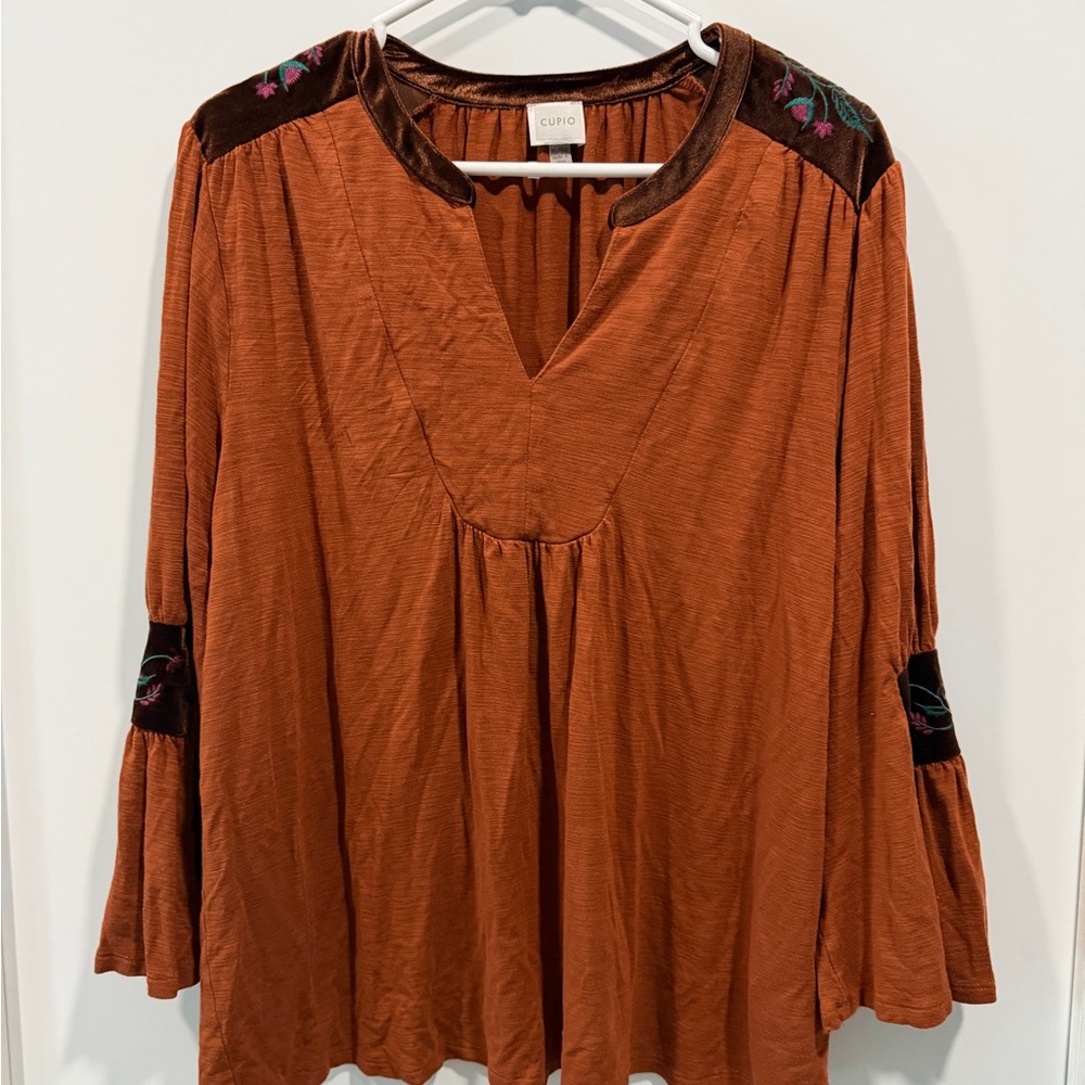 Cupio Rust Embroidered Blouse - Picture 1 of 4